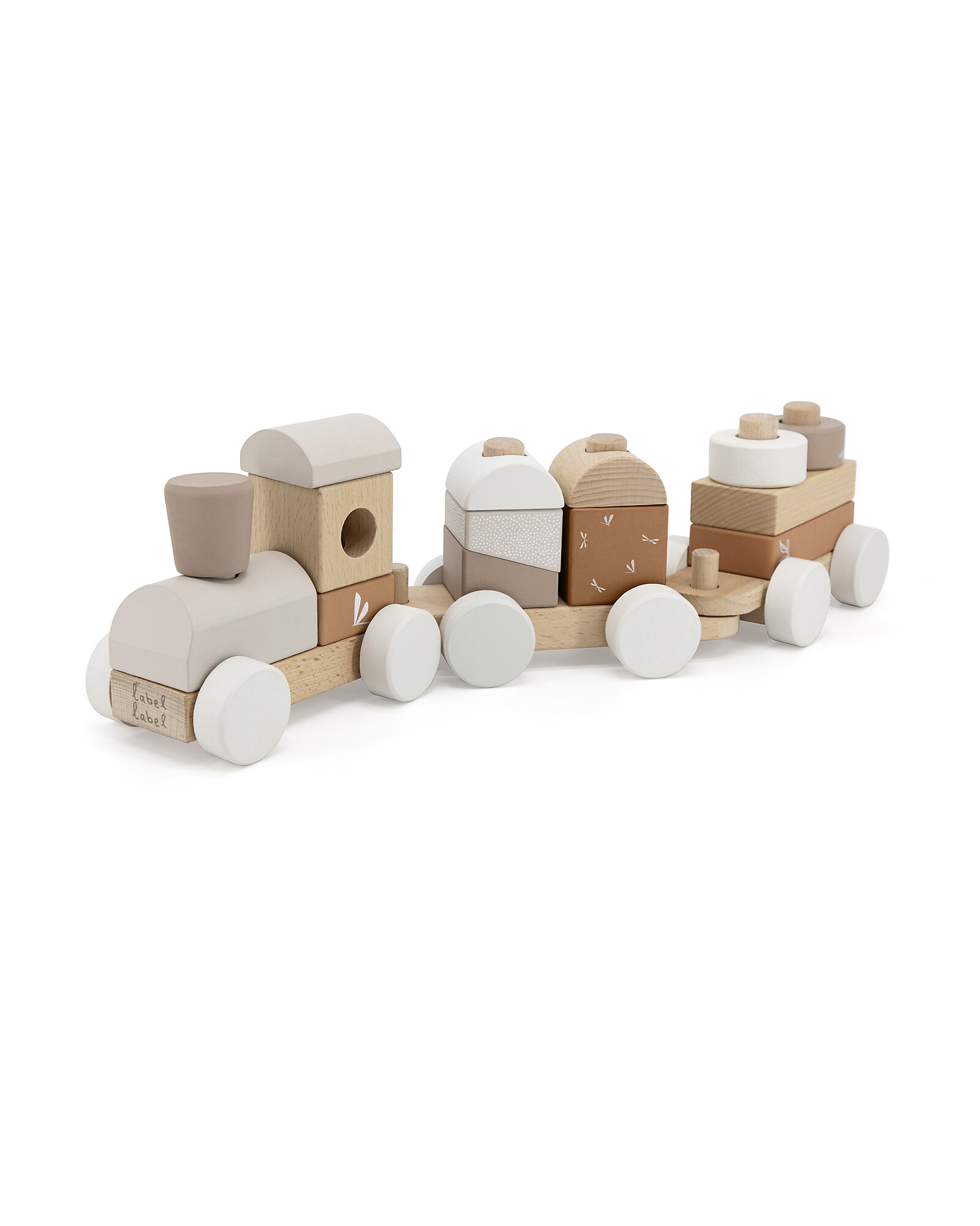 Trenino In Legno Beige Label Label - Personalizzato - Butterfly Store