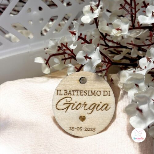 Tag in Legno Personalizzato per Battesimo – Nome e Data – Bomboniera, Chiudi Pacco o Segnaposto - immagine 8